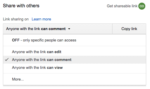 Google docs share