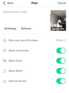 Aanzetten duet voor TikTok