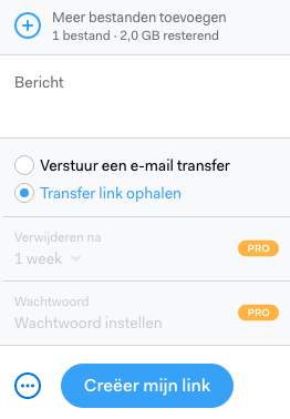 Link wetransfer Filelink with
