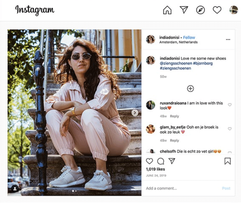 Instagram promtie Björn Borg damesschoen Instagram post
