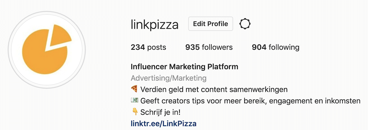 Biografie Instagram LinkPizza